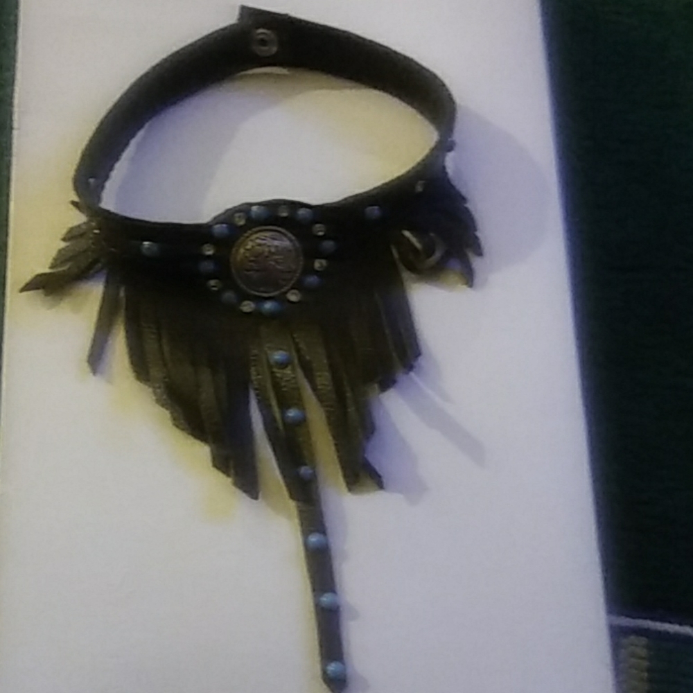 Native American Accent Leather Choker
